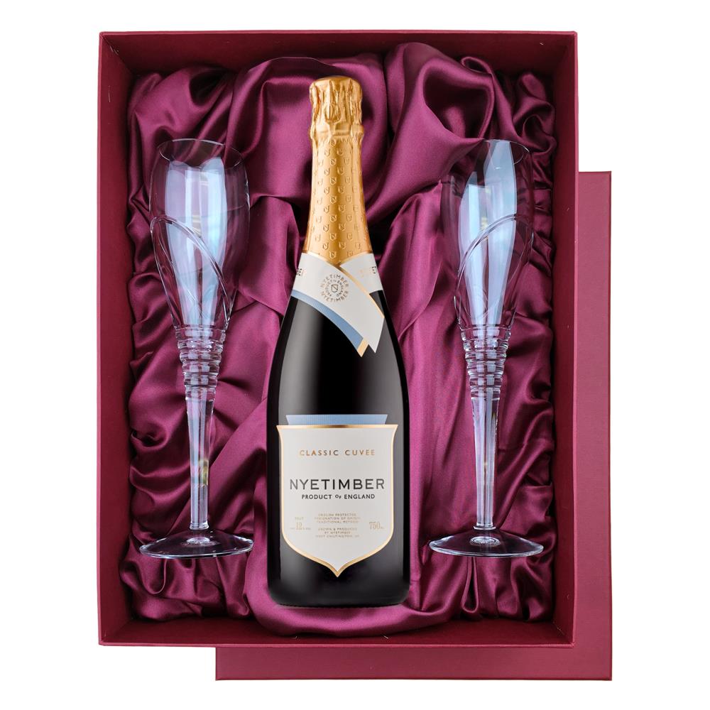Nyetimber Classic Cuvee 75cl in Red Luxury Presentation Set With Flutes